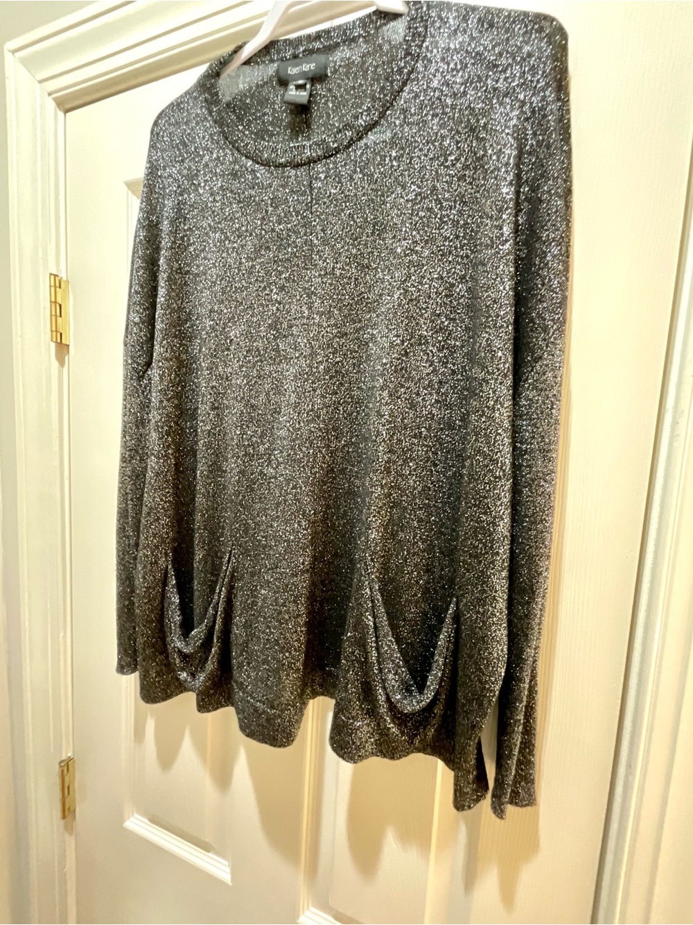 Karen Kane Silver Sparkle Long-Sleeve Top